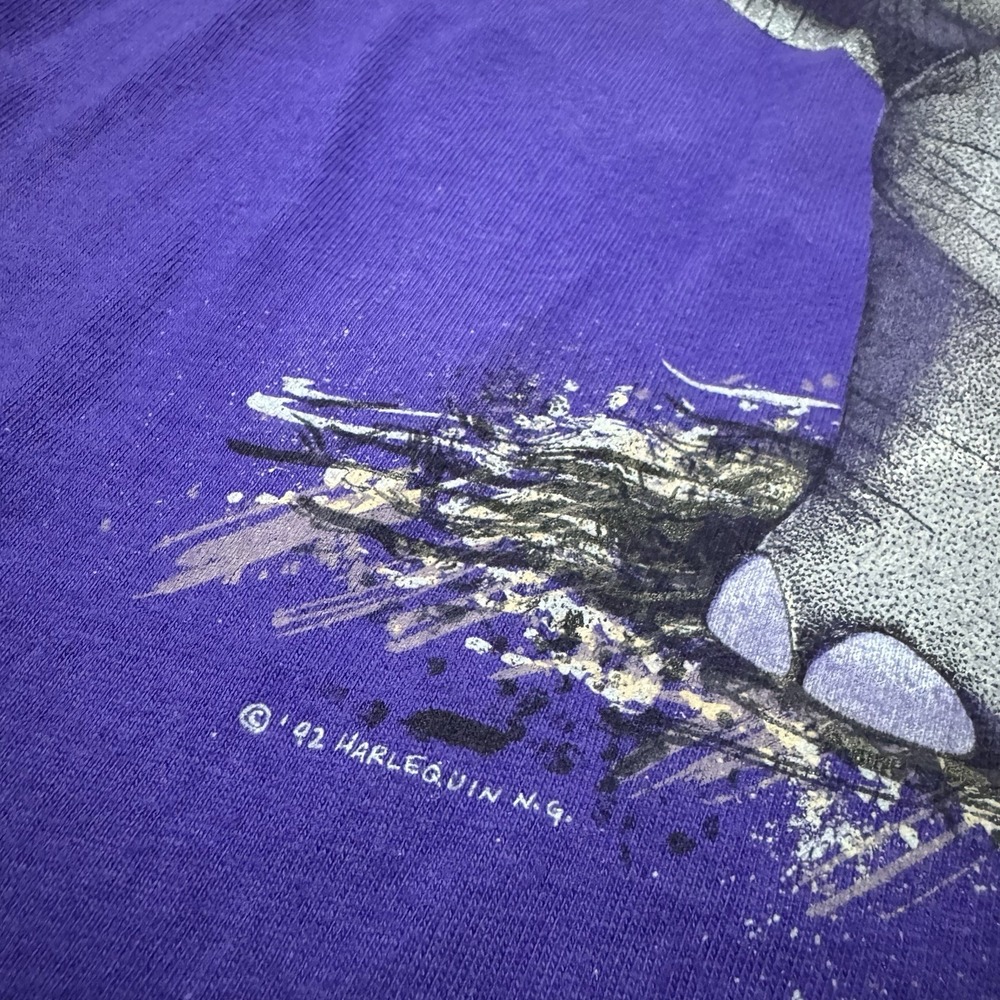Vintage Nature Shirt Mens 2XL Hanes Purple Elephants Double Side Asia Africa 90s - Picture 5 of 7